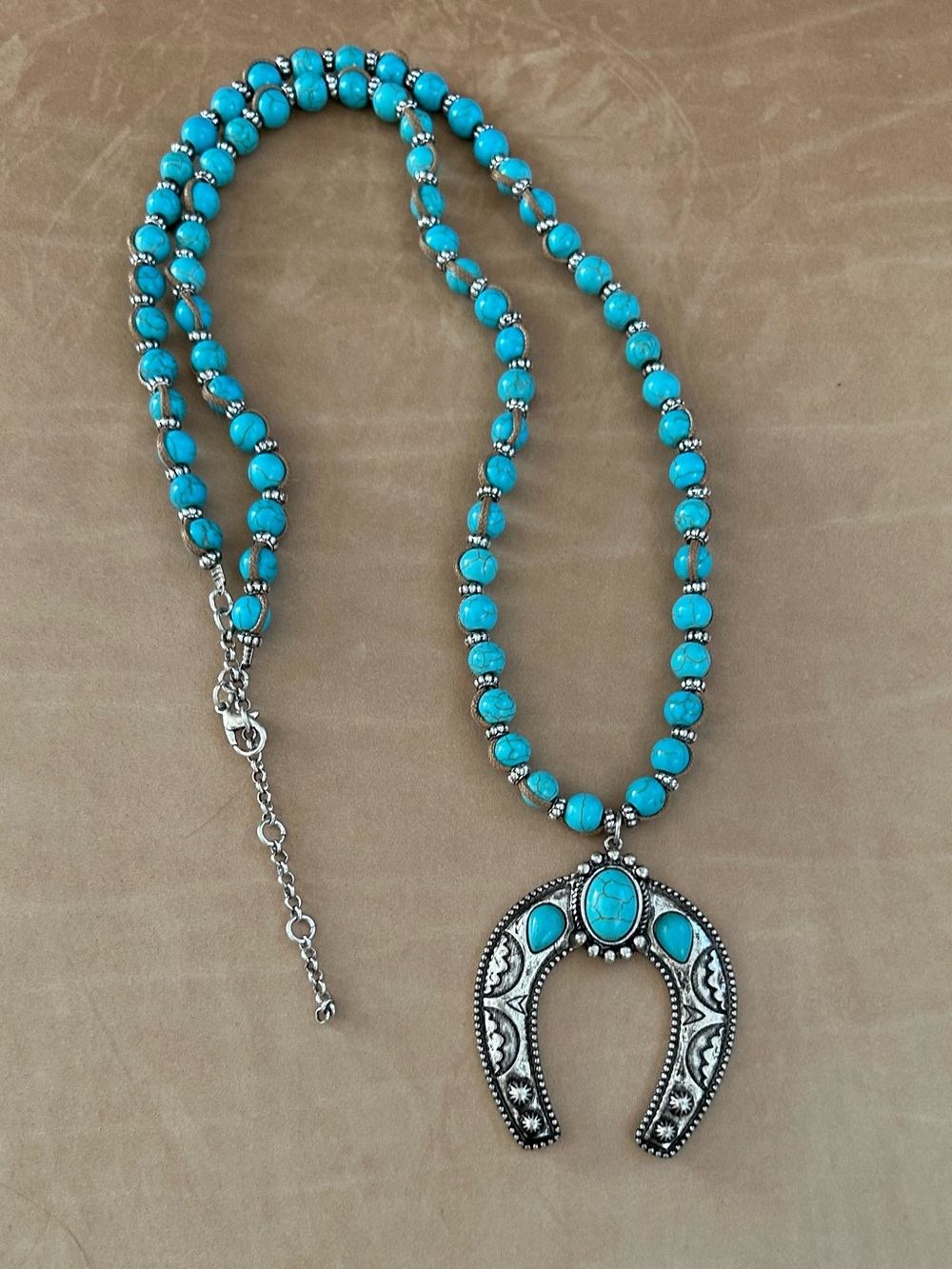 Idyllwind Hey Girl Turquoise Bead & Silver Toned Crescent Pendant Long Necklace